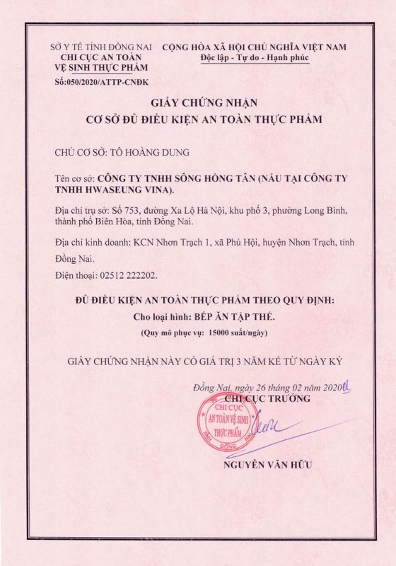 Chung nhan Certifice
